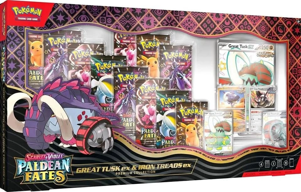 Paldean Fates Great Tusk ex & Iron Treads ex Premium Collection
