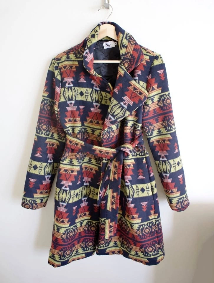 Brown Lime Aztec Pattern Peacoat