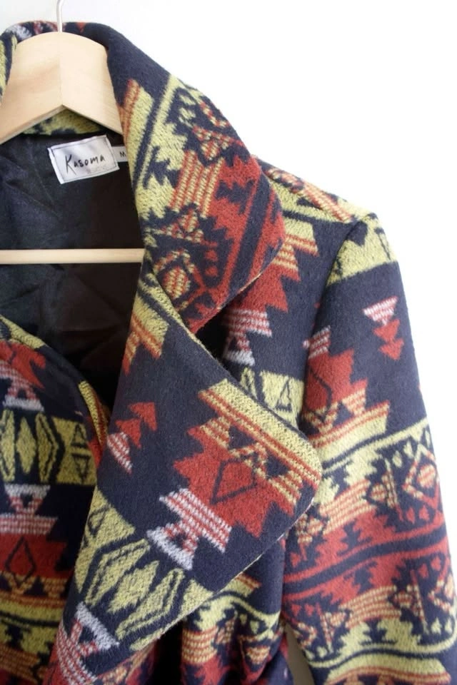 Brown Lime Aztec Pattern Peacoat - photo 2