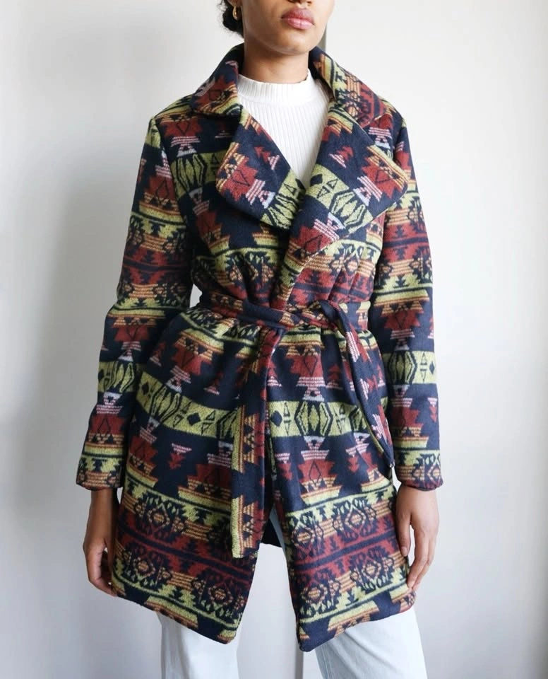 Brown Lime Aztec Pattern Peacoat - photo 3