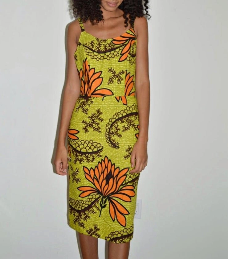 NEW Floral Green/Orange Print Pencil Dress - Size M