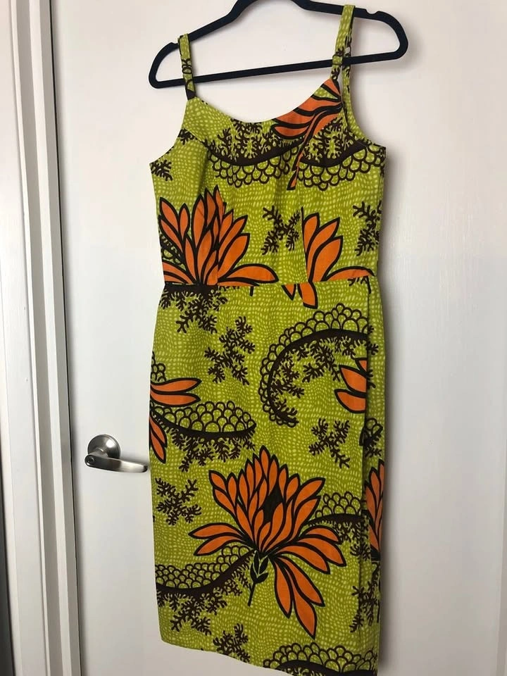 NEW Floral Green/Orange Print Pencil Dress - Size M - photo 3