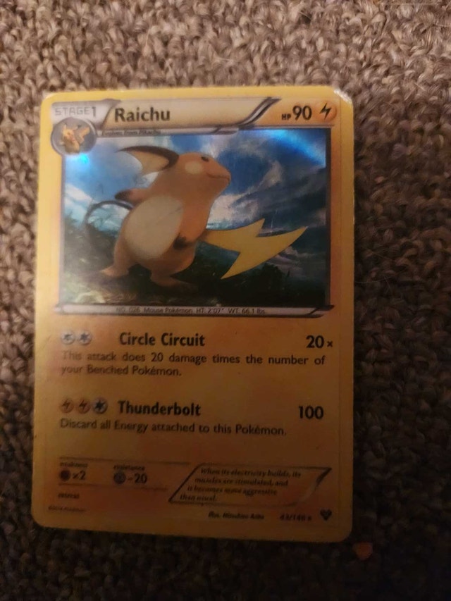 Holofoil Raichu Pokémon Card (2014 set)