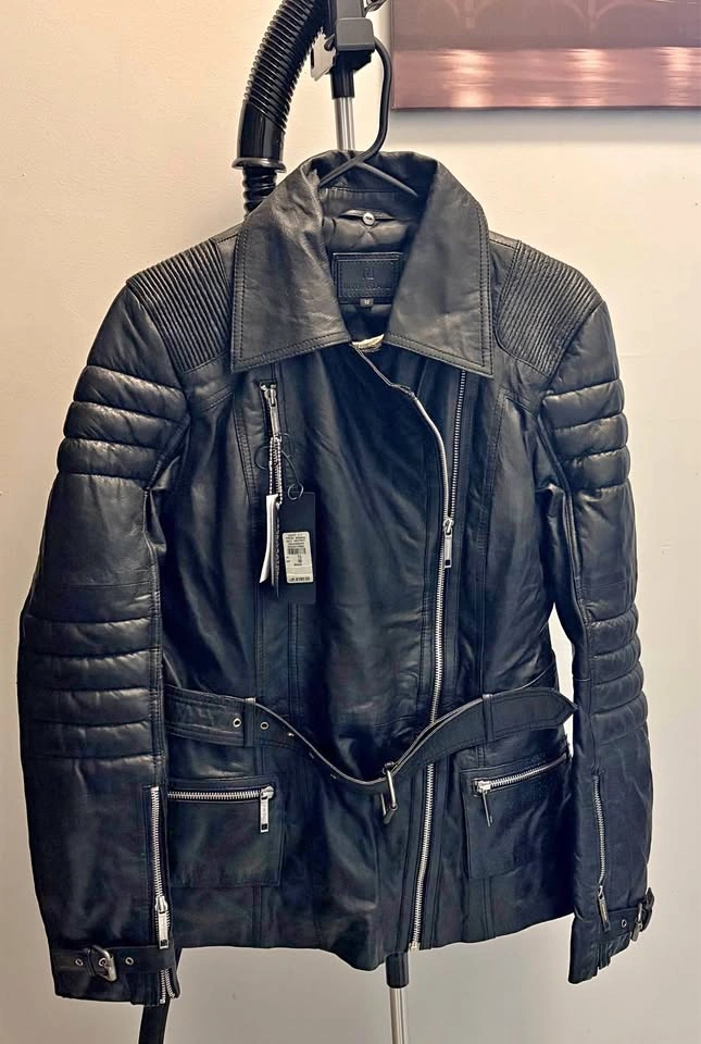River Island Black Biker Leather Jacket UK 12 / EUR 38