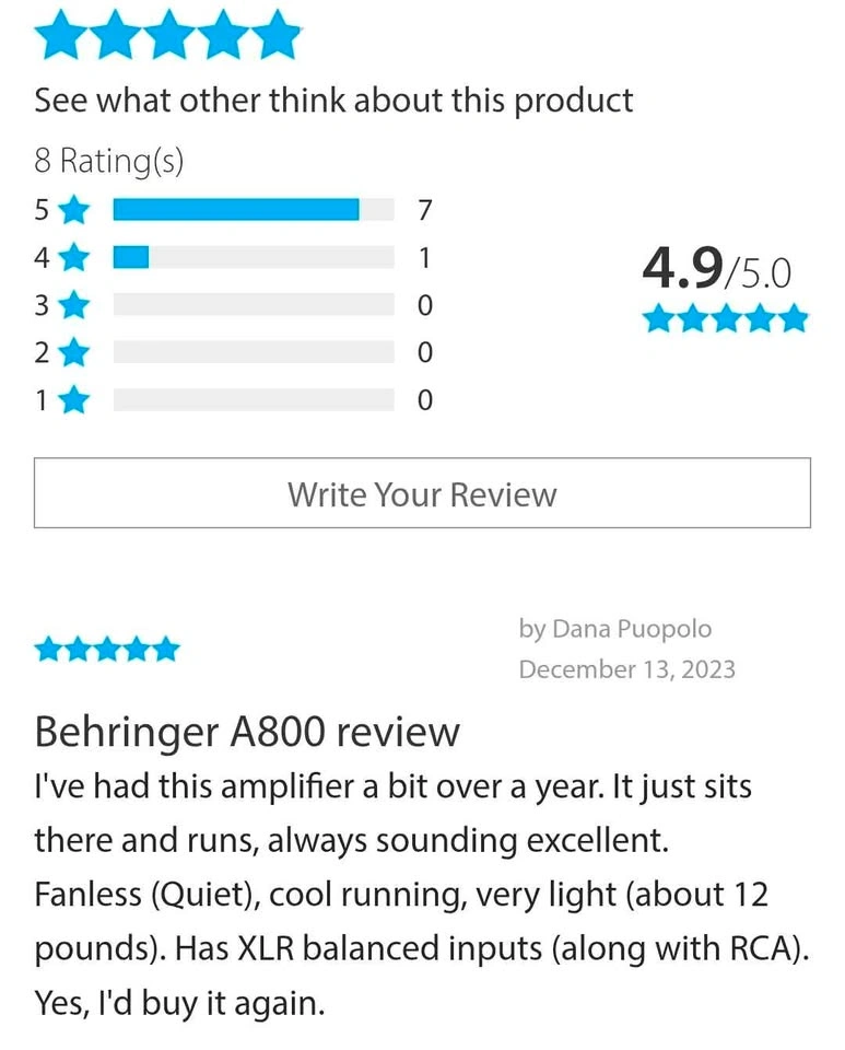 Behringer A800 Reference Amplifier - photo 4