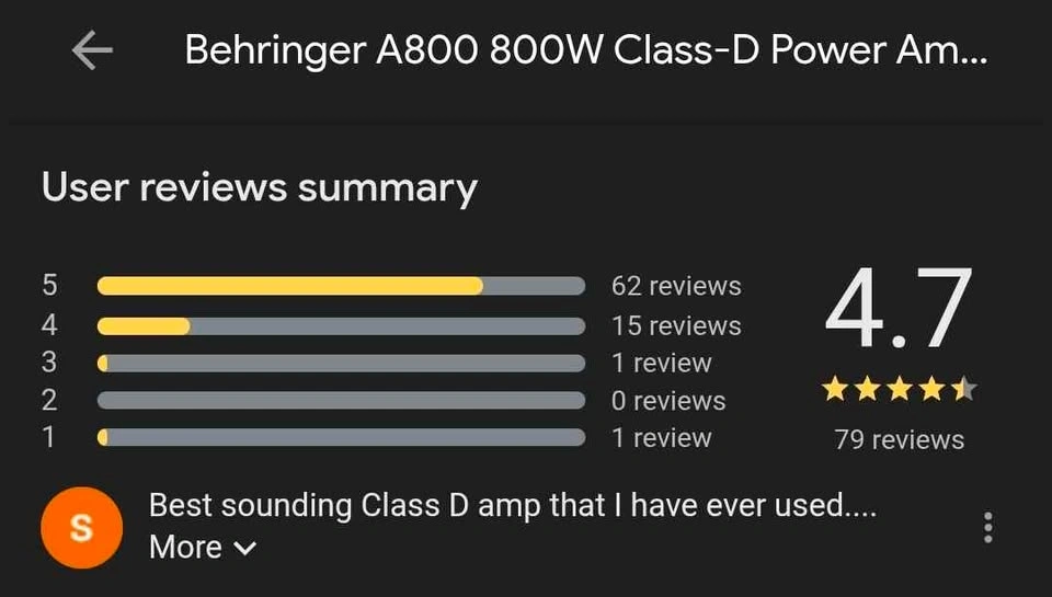 Behringer A800 Reference Amplifier - photo 5