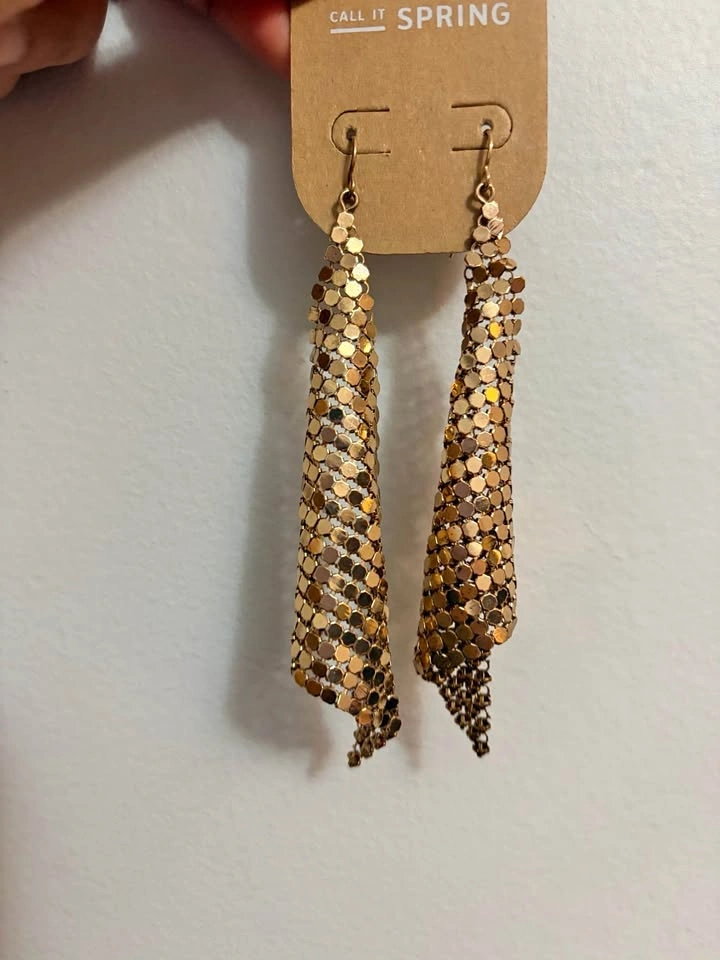 Call It Spring Gold Mesh Dangle Earrings