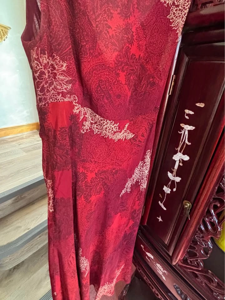 Ann Taylor 100% Silk Midi Red Dress Size 8 - photo 5