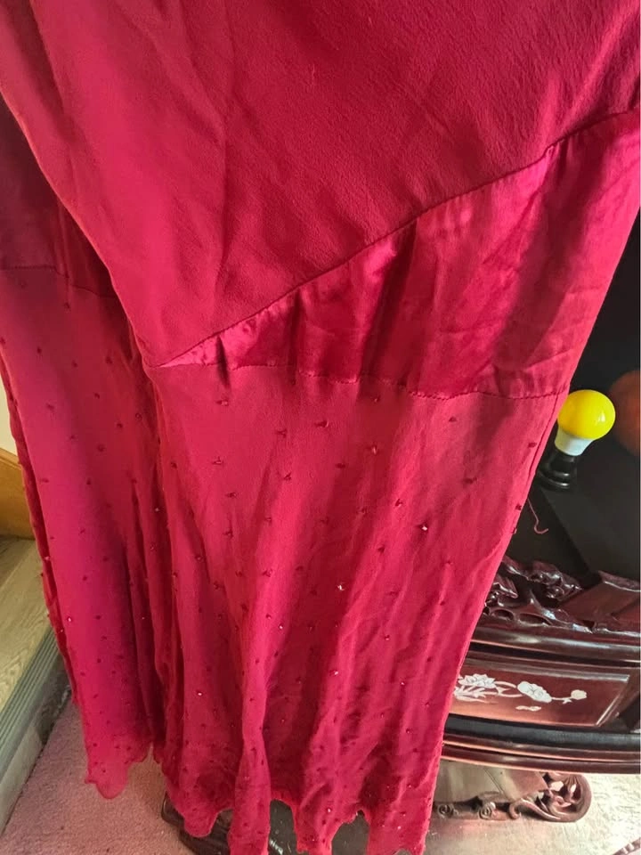 Gorgeous Jonathan Martin Red Silk Midi Dress Size 6 - photo 4