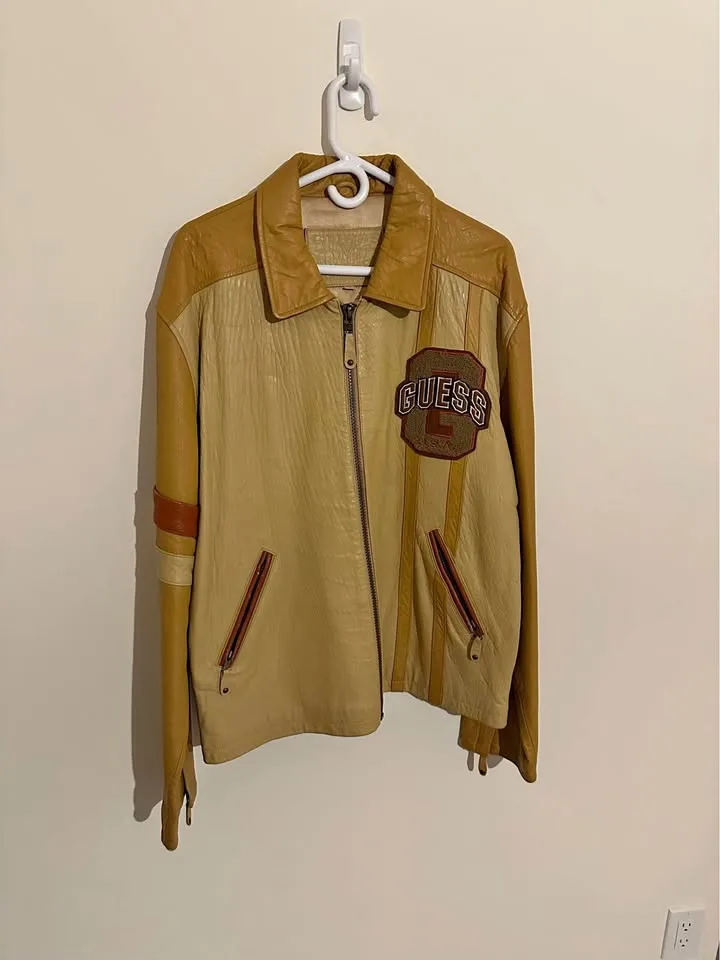 Vintage guess brand 90s varsity leather