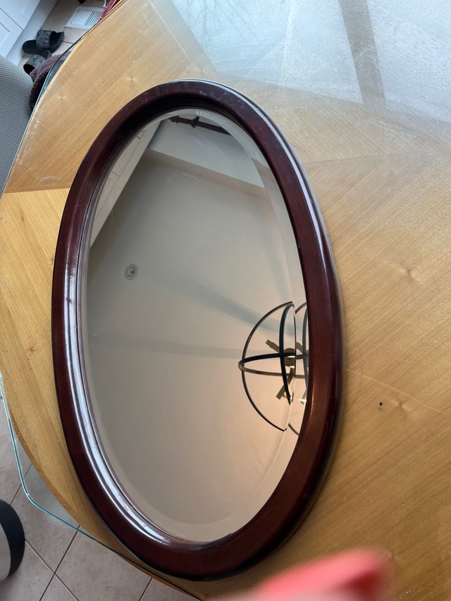 Solid wood oval mirror - photo 2
