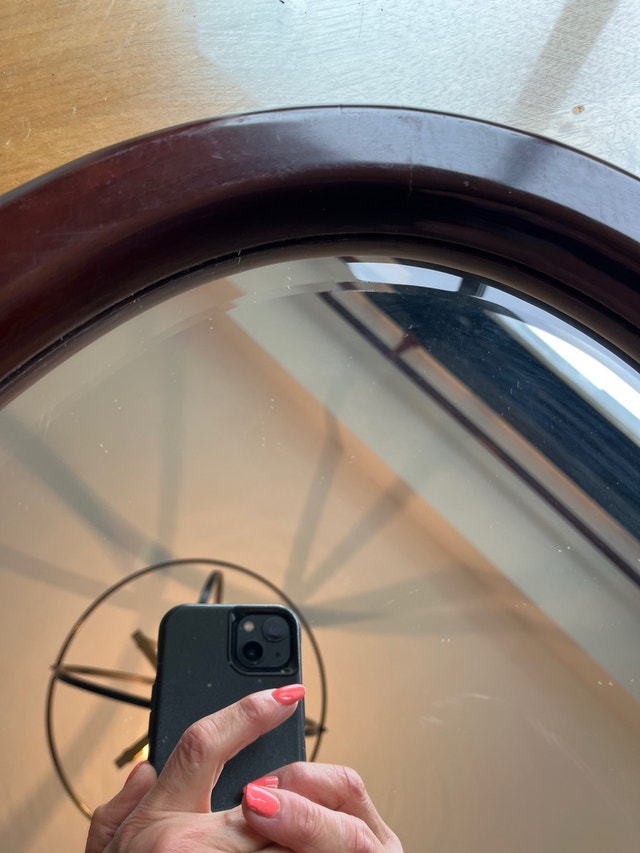Solid wood oval mirror - photo 3