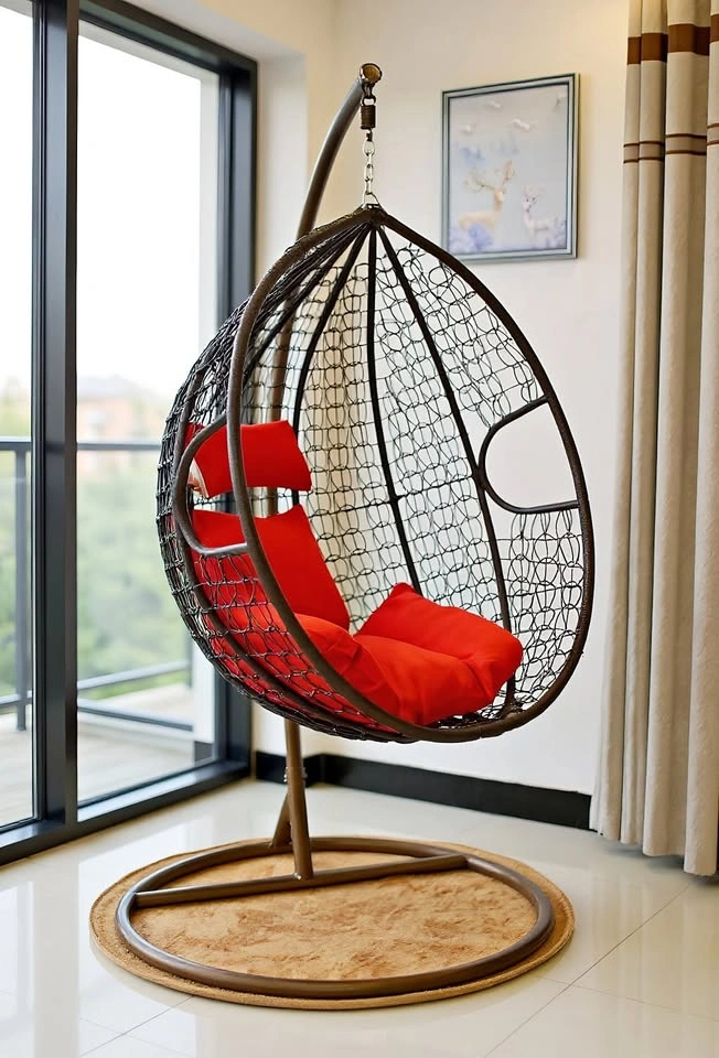Hanging Basket Chair with Soft Cushion