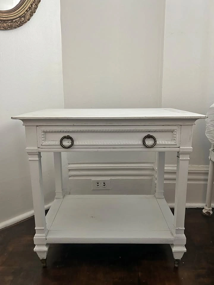 2x White Side Tables / Nightstands - Pair
