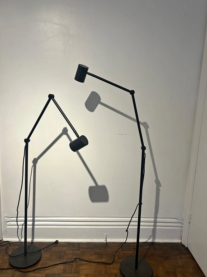 2 x IKEA NYMÅNE Black Floor/Reading Lamps