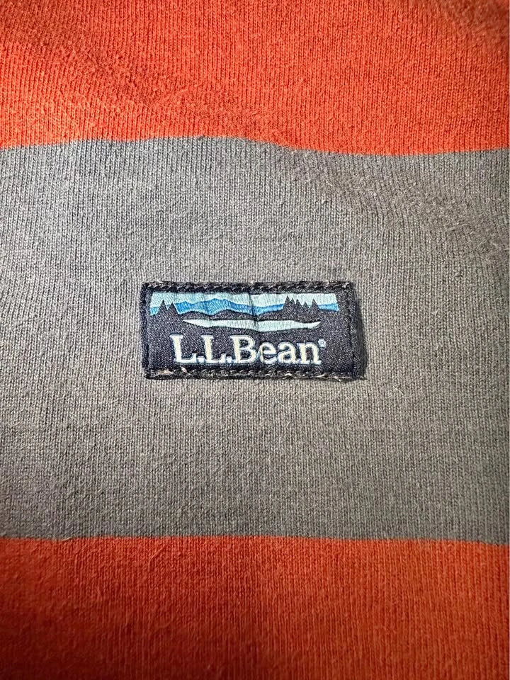 LL Bean Lakewashed Rugby Hoodie Shirt Men XL Henley Striped