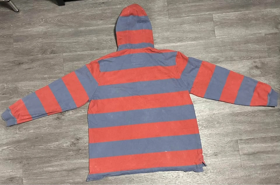 LL Bean Lakewashed Rugby Hoodie Shirt Men XL Henley Striped - photo 5