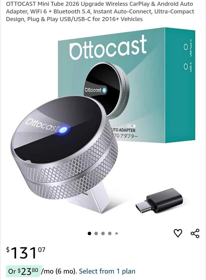 Ottocast Mini Tube Wireless CarPlay Android Auto Adapter