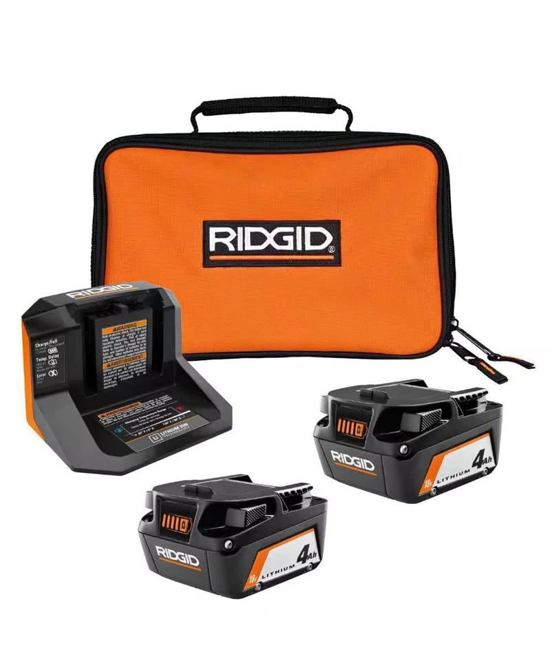 RIDGID (2) 4.0 Ah Battery Starter Kit w/ Charger & Bag