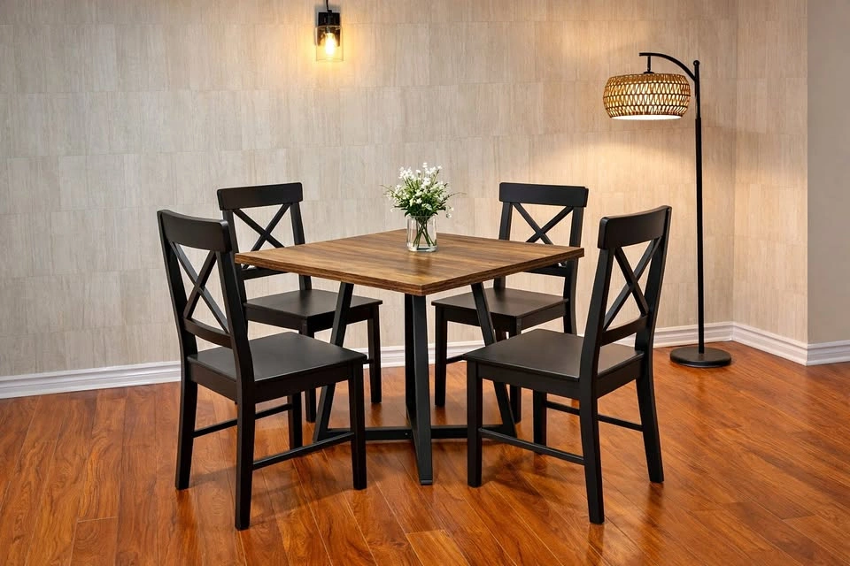 5-Piece Dining Table Set | Table + 4 Chairs | Small Space / Cond