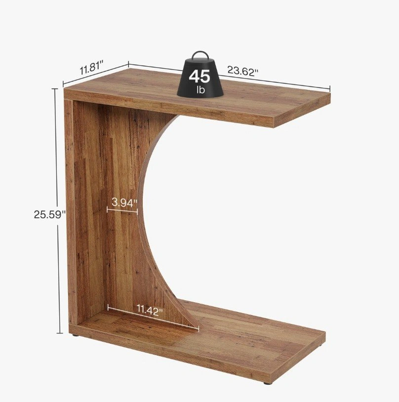 23.62" C-Shaped Rustic End Table - Brand New in Box - photo 2