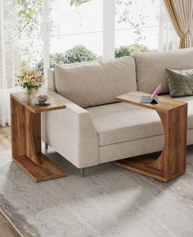 23.62" C-Shaped Rustic End Table - Brand New in Box - photo 3