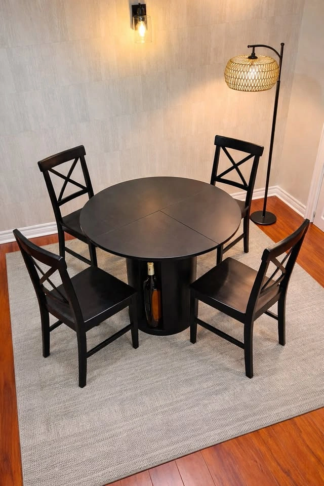 31.5" Modern Black Pedestal Table + 4 Chairs - photo 2