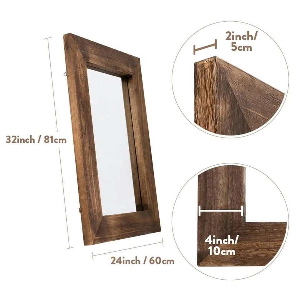 Farmhouse Wall Mirror 24 x 32 | Rustic Style | Solid Wood Frame - photo 4