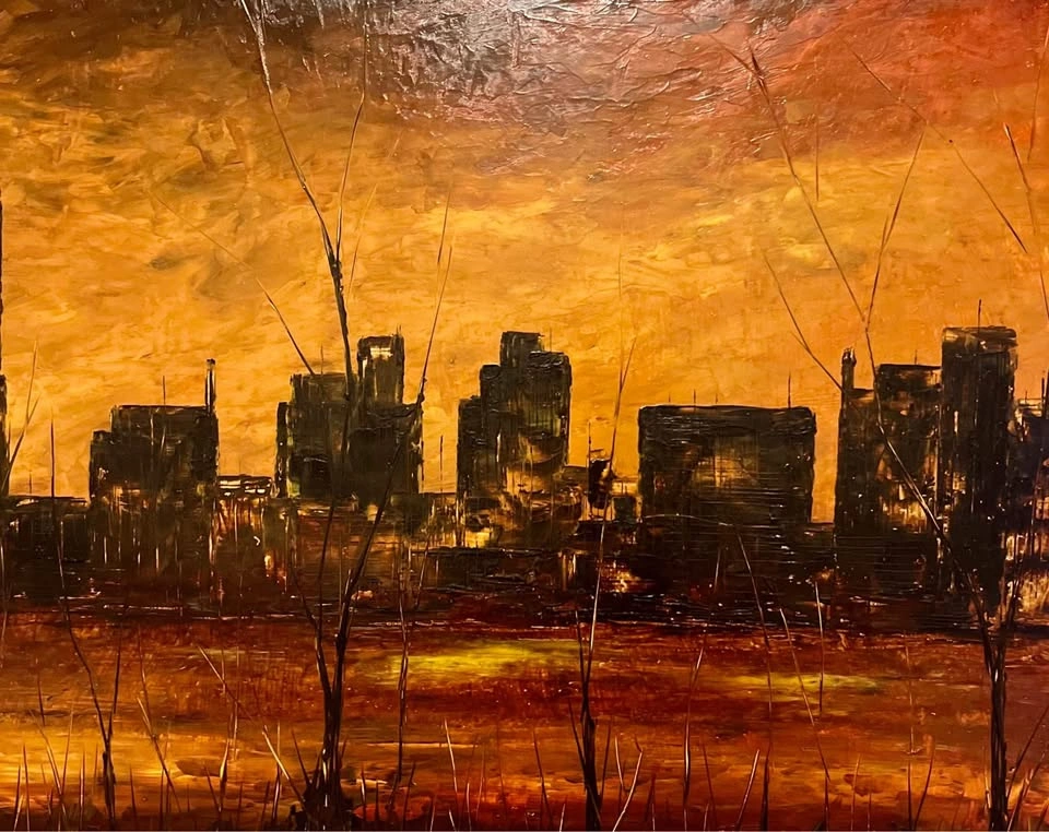 Mid Century Modern Industrial Landscape Painting by A. Klemp - photo 4
