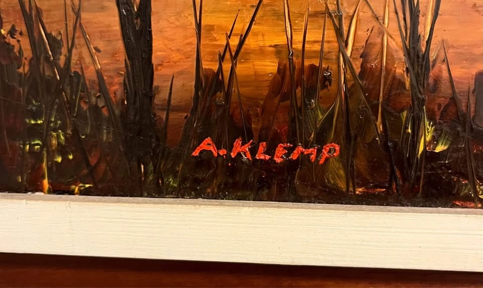 Mid Century Modern Industrial Landscape Painting by A. Klemp - photo 5