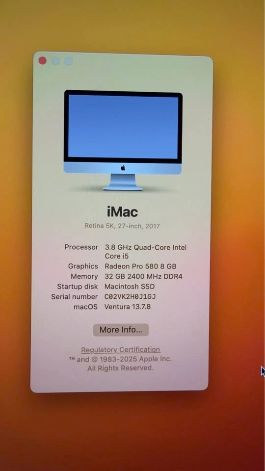 iMac 27” 5K (2017) | 3.8GHz i5 | 32GB RAM | Radeon Pro 580 8GB | - photo 3