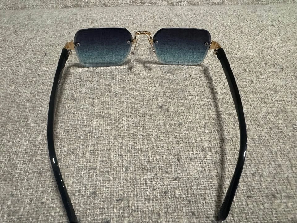 Retro Rimless Sunglasses – Blue/Green Gradient Lens (Unisex) - photo 2