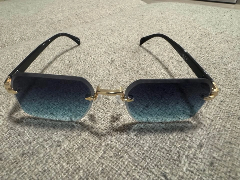 Retro Rimless Sunglasses – Blue/Green Gradient Lens (Unisex) - photo 3