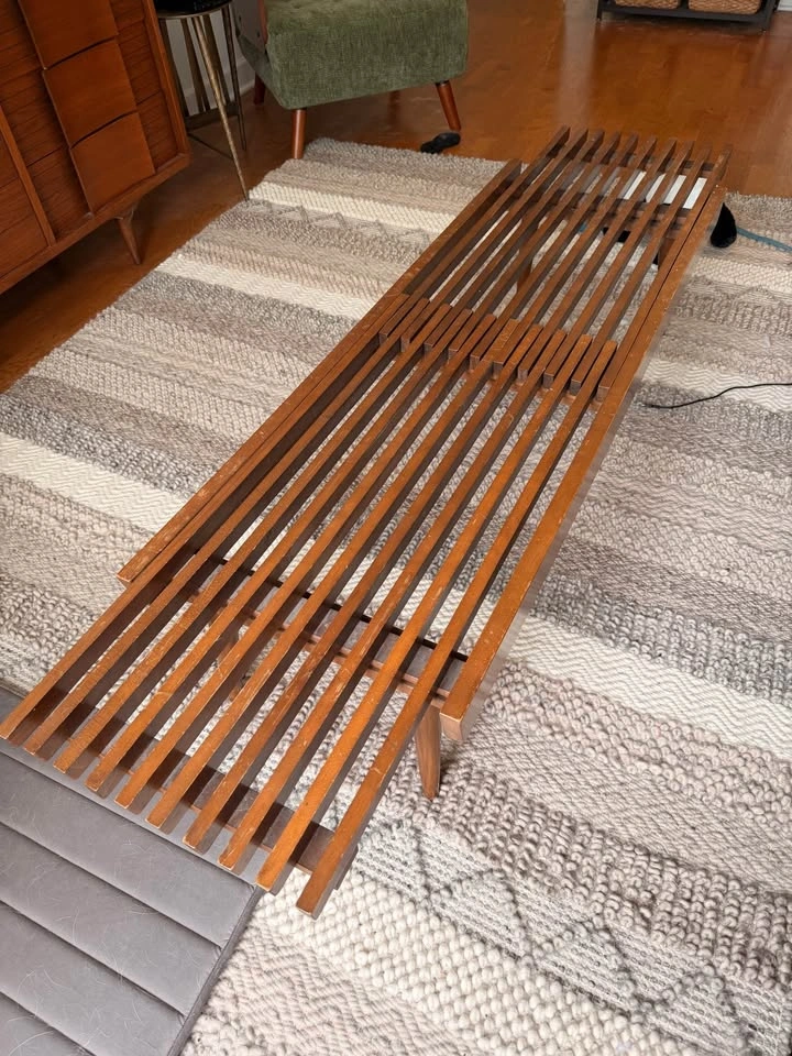 MCM Midcentury Modern Slatted Extendable Coffee Table - photo 2
