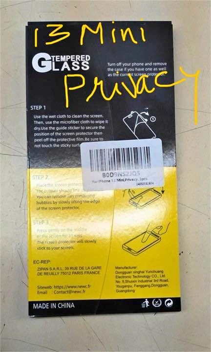 3 Pack Privacy Screen Protectors for iPhone 13 Mini
