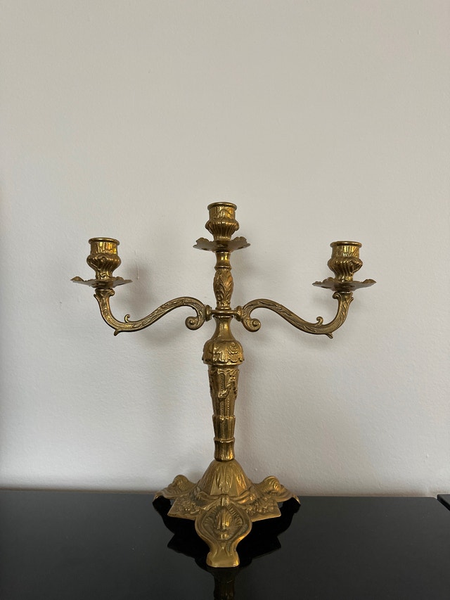 Solid Brass 3-Arm Candelabra
