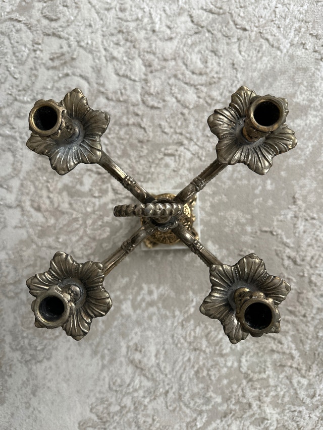 Gold solid metal four-arm candelabra - photo 3