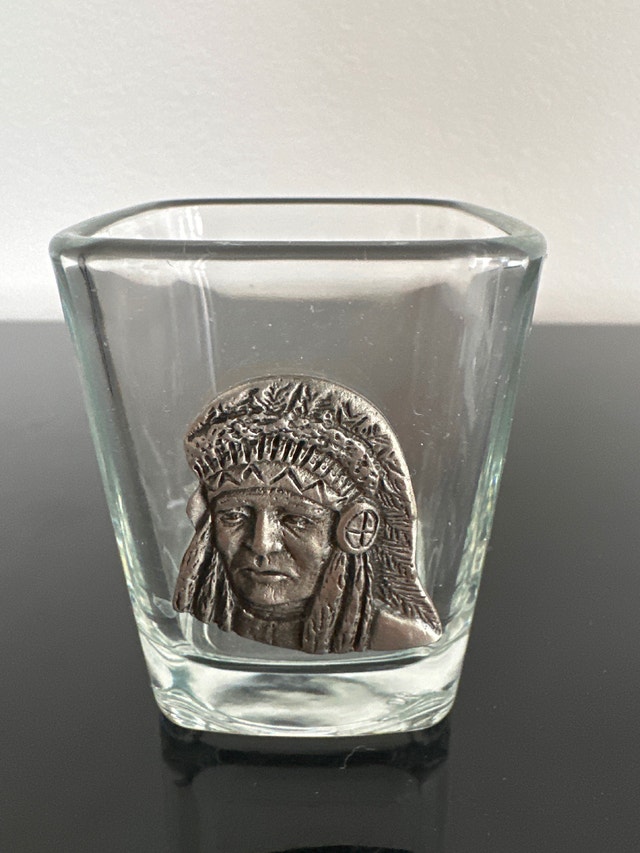 Shot Glass - Native American Chief Pewter Profile