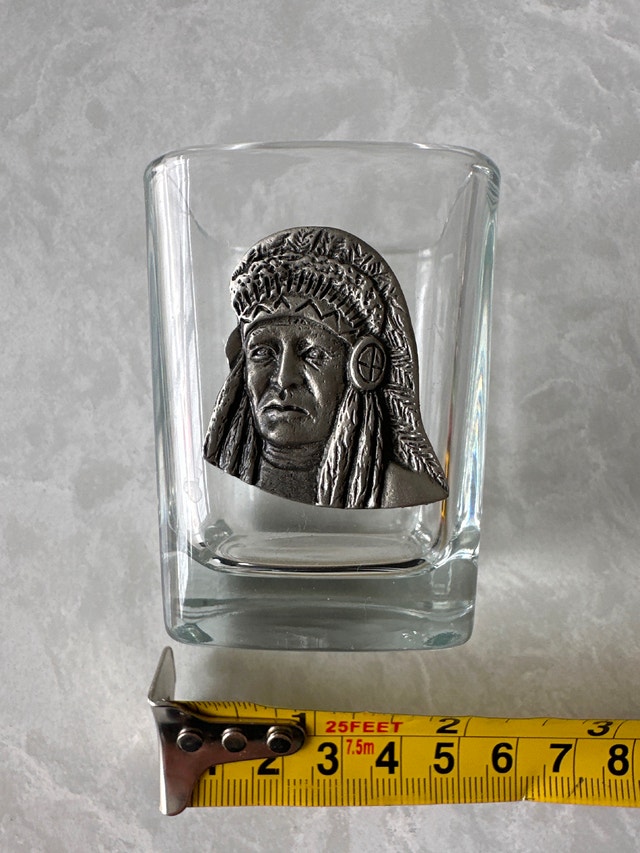 Shot Glass - Native American Chief Pewter Profile - photo 5