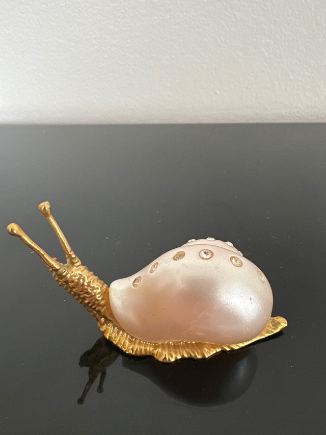 Vintage Italian Snail Figurine: Rhinestone Enamel Shell - photo 2