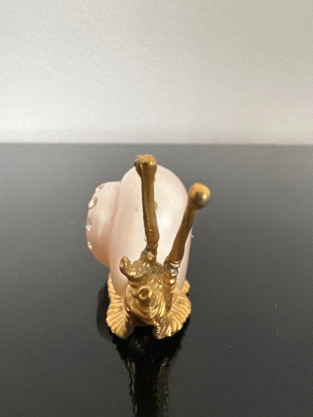 Vintage Italian Snail Figurine: Rhinestone Enamel Shell - photo 3