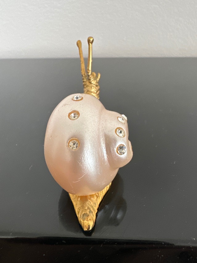 Vintage Italian Snail Figurine: Rhinestone Enamel Shell - photo 4