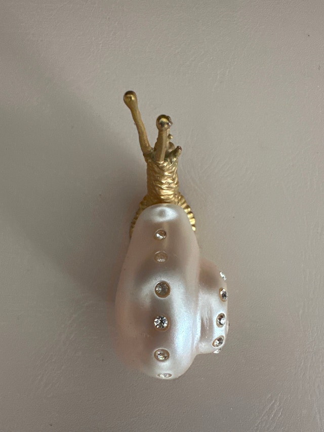 Vintage Italian Snail Figurine: Rhinestone Enamel Shell - photo 5