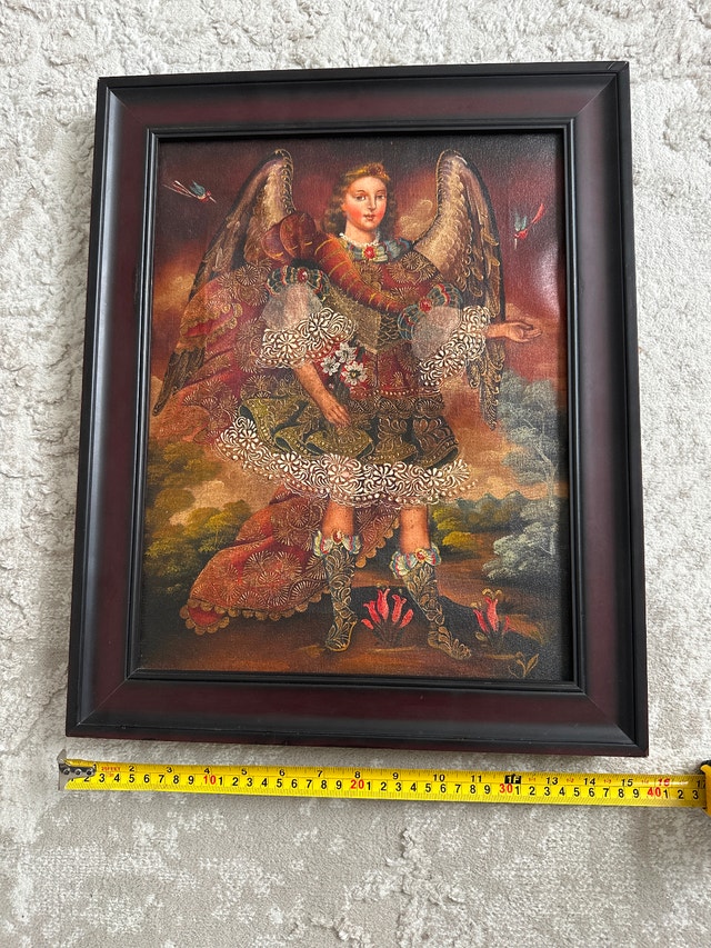 Cuzco School Oil Painting of Archangel Saint Gabriel - photo 3