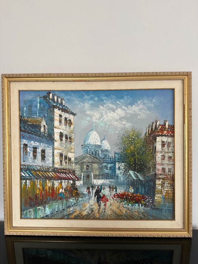 Oil Painting of Paris Signed By Caroline Burnett.