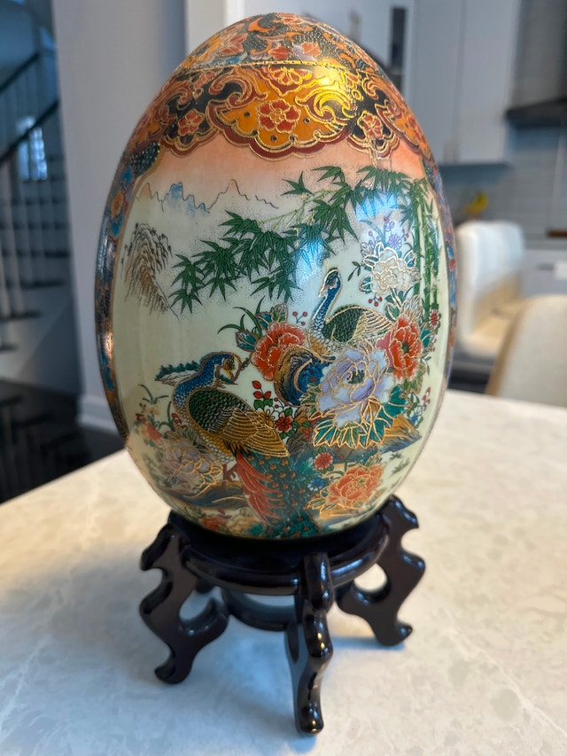 Satsuma Style Ceramic Egg on Stand - photo 3