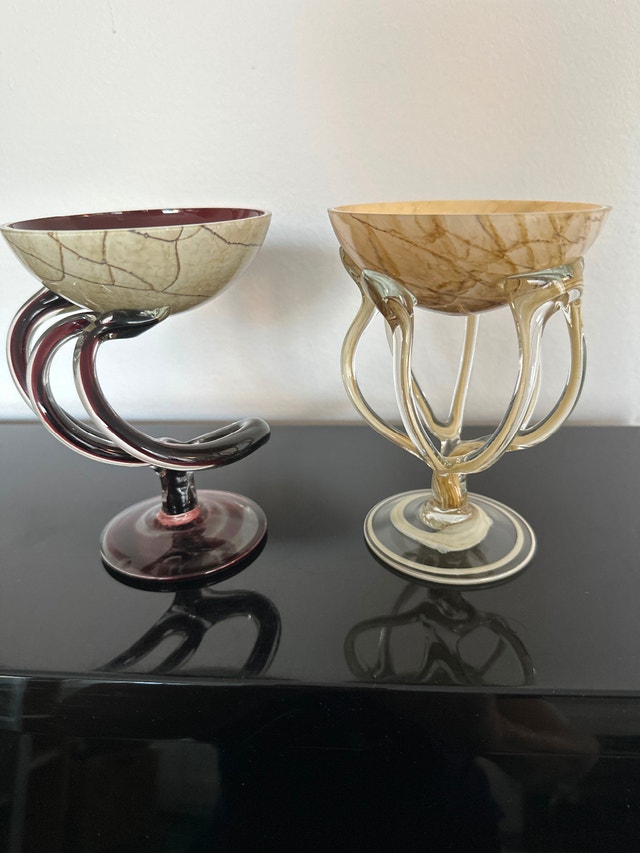 Glass Pedestal Bowls (Set of two)