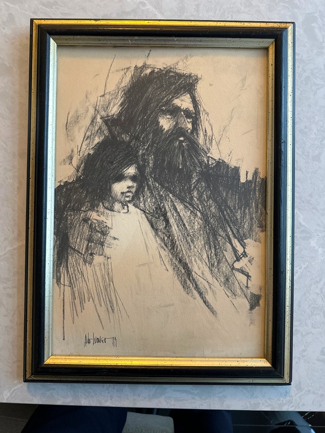 Print by Argentine artist Aldo Luongo, The Story Teller.