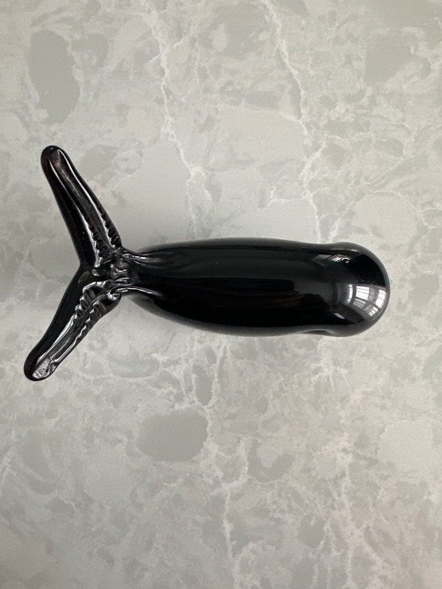 Murano Black Art Glass Whale Figurine/Paperweight - photo 3