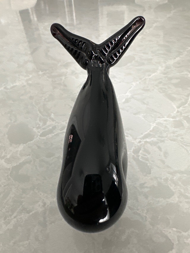 Murano Black Art Glass Whale Figurine/Paperweight - photo 4